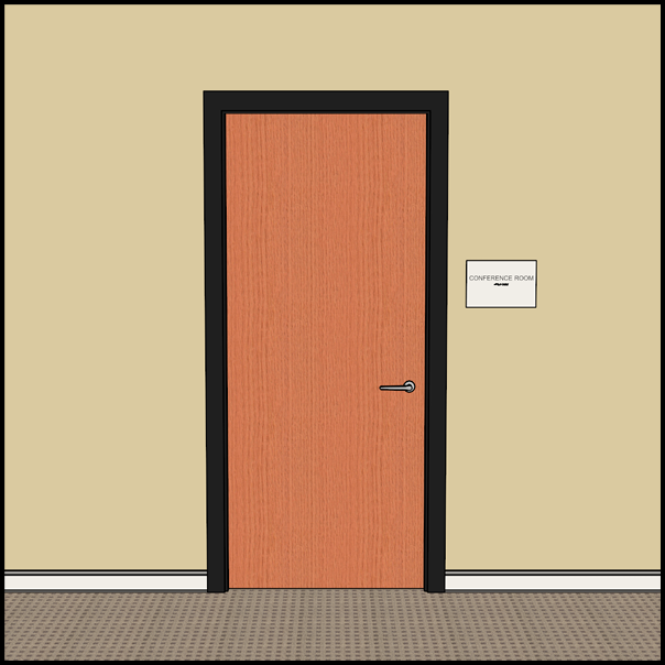 Sign on latch side of single door