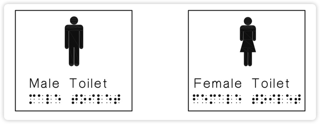 male or female accessible toilet signage in Australia