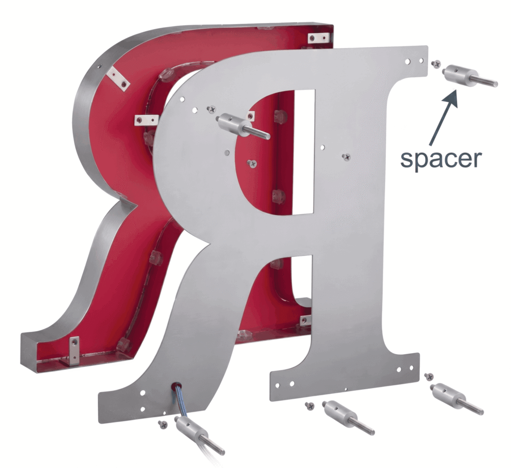 Channel Letters Installation-Stud Mounted with Spacers