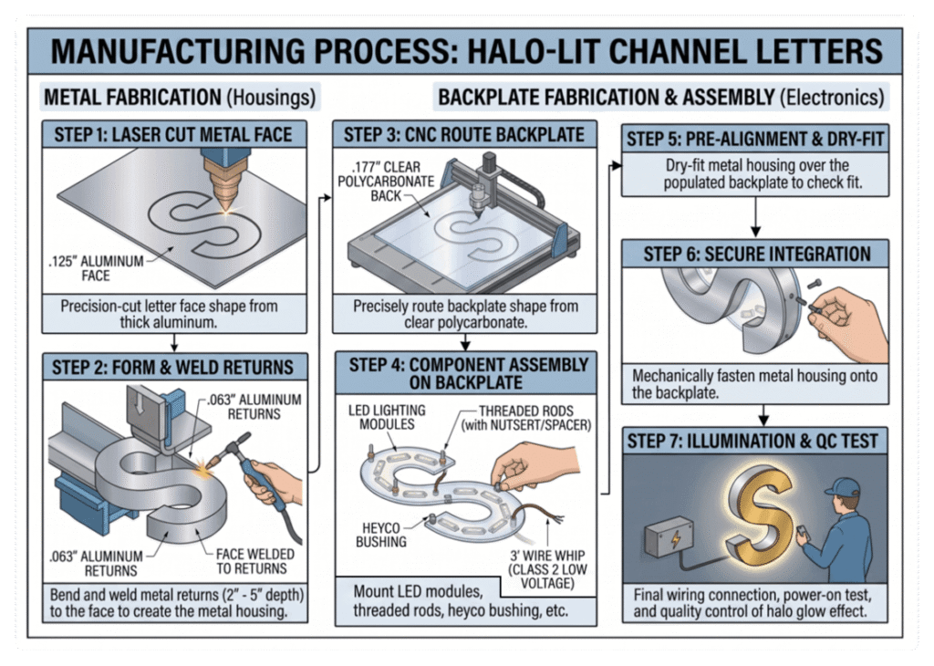 halo lit letter manufacturing process