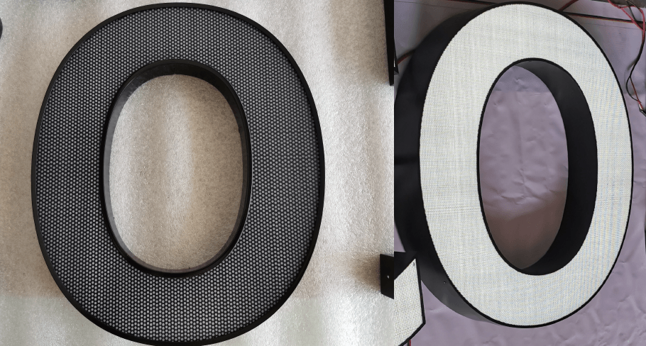 Day-Night Channel Letters with Perforated Vinyl Face