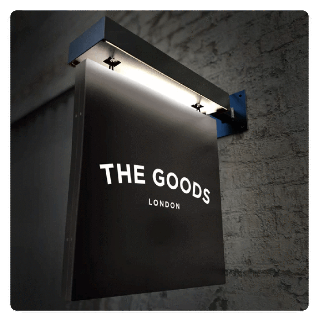 Minimalist Flat Signage with Partial Illumination