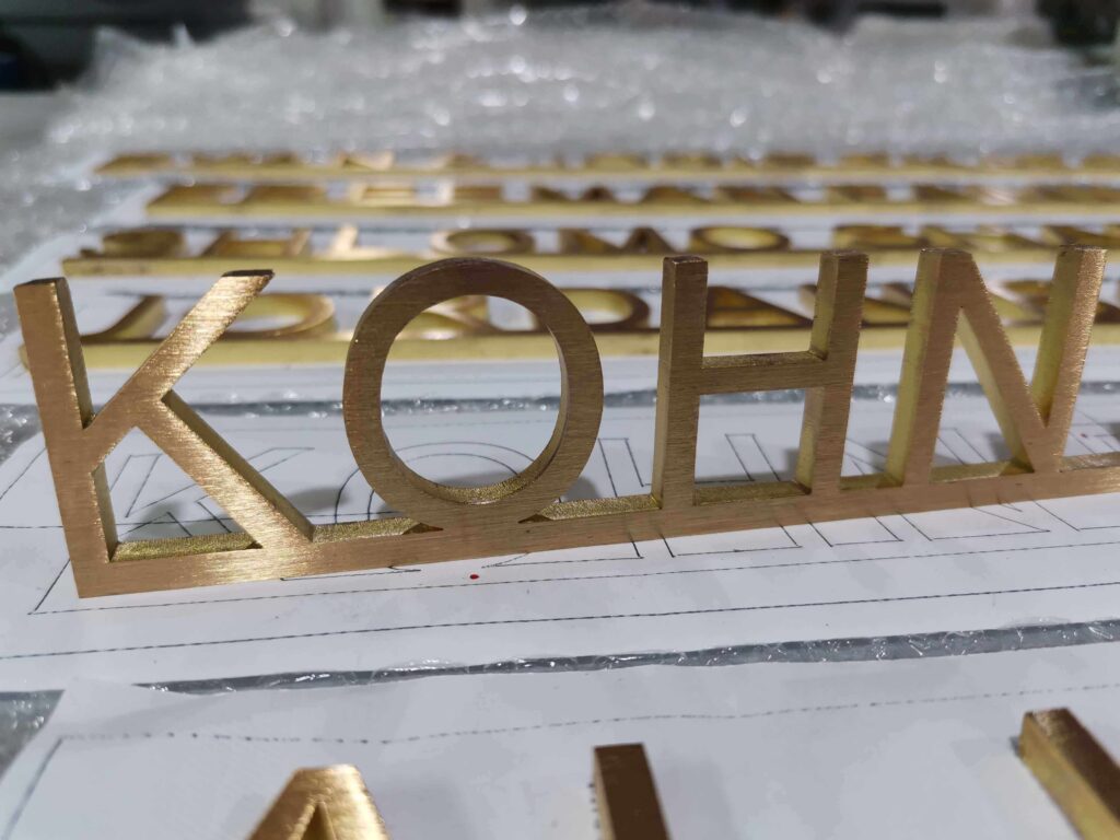 brass flat cut letters